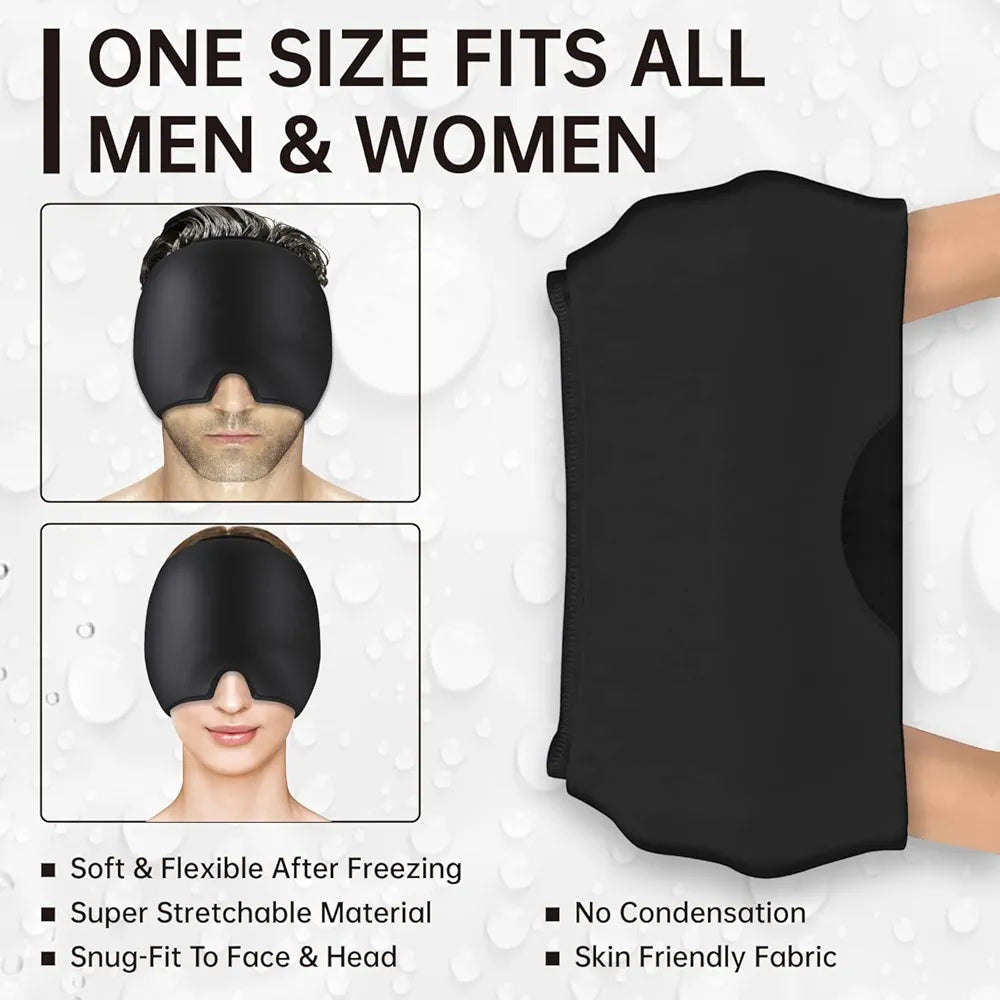 Hot and Cool Migraine Relief Reusable Ice Gel Cap for Sinus Pressure, Tension, Headache & Stress, Swollen Eyes