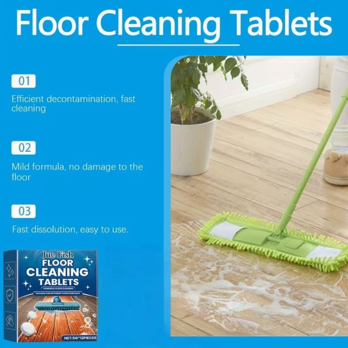 Multi-Purpose Floor Care Effervescent Tablets, Universal for All Floors, Suitable for Tiles, Wood Floors, Marble. Effectively Dissolve Dirt on Floor Surfaces, Gentle And Non-Damaging to Floor Materials, Mopping Without Water Marks
