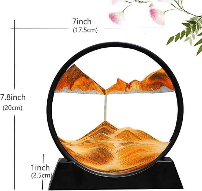 3D Moving Sand Art Picture Round Glass Deep Sea | Sandscape Hourglass Quicksand Craft Flowing Sand Painting Office Home Decor Gift