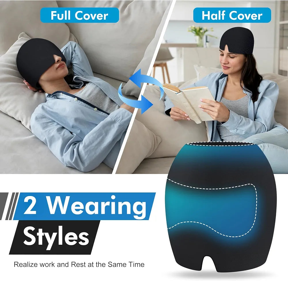 Hot and Cool Migraine Relief Reusable Ice Gel Cap for Sinus Pressure, Tension, Headache & Stress, Swollen Eyes