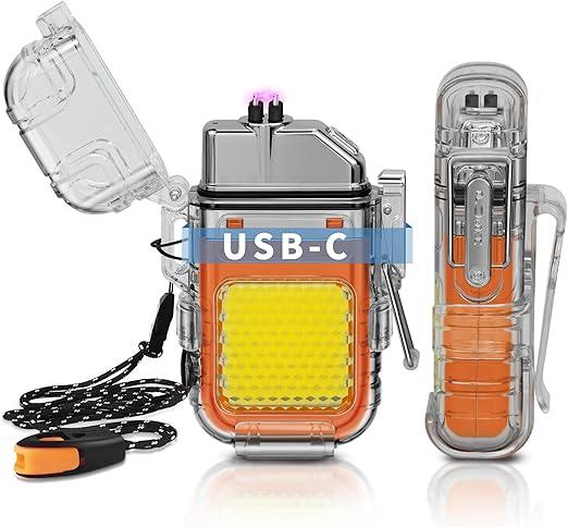 Rechargeable Waterproof Arc  keychain Lighter with Led light