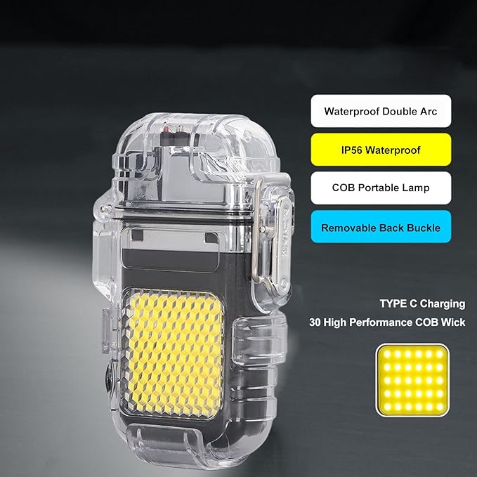 Rechargeable Waterproof Arc  keychain Lighter with Led light