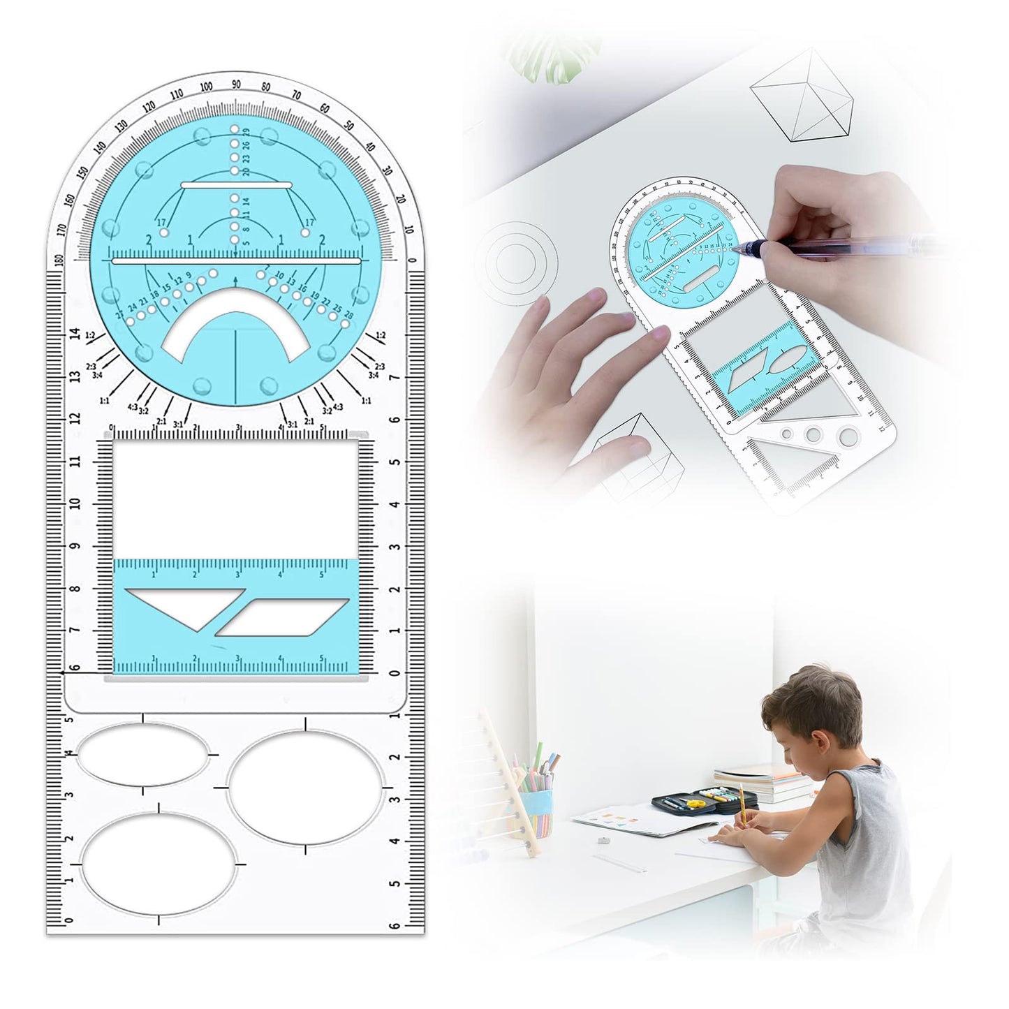 Multifunctional Geometry Ruler | PACK OF TWO