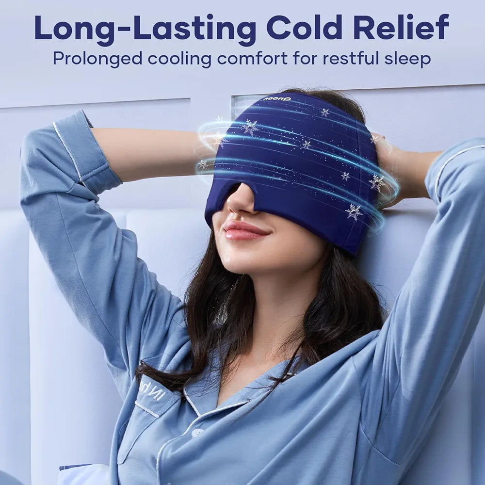 Hot and Cool Migraine Relief Reusable Ice Gel Cap for Sinus Pressure, Tension, Headache & Stress, Swollen Eyes