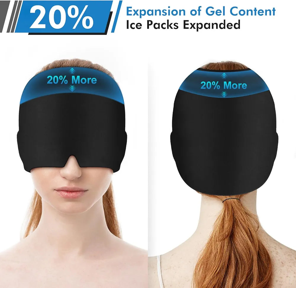 Hot and Cool Migraine Relief Reusable Ice Gel Cap for Sinus Pressure, Tension, Headache & Stress, Swollen Eyes