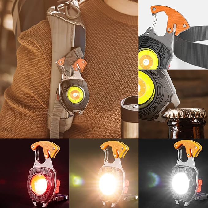 8 In 1 Rechargeable Multifunction Keychain Flashlight