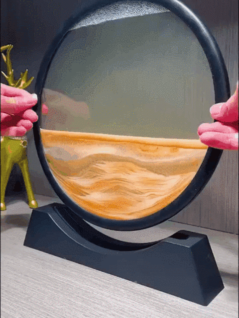 3D Moving Sand Art Picture Round Glass Deep Sea | Sandscape Hourglass Quicksand Craft Flowing Sand Painting Office Home Decor Gift