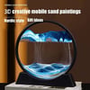 3D Moving Sand Art Picture Round Glass Deep Sea | Sandscape Hourglass Quicksand Craft Flowing Sand Painting Office Home Decor Gift