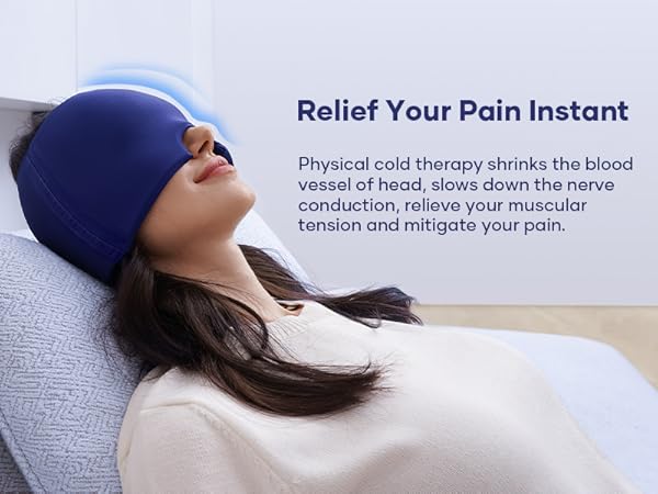 Hot and Cool Migraine Relief Reusable Ice Gel Cap for Sinus Pressure, Tension, Headache & Stress, Swollen Eyes