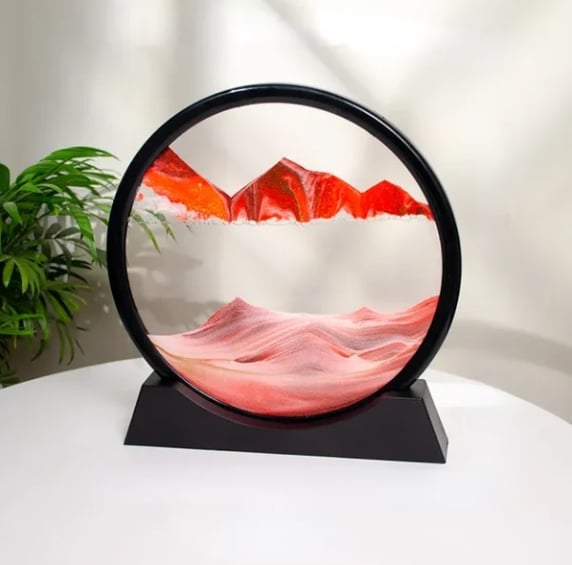 3D Moving Sand Art Picture Round Glass Deep Sea | Sandscape Hourglass Quicksand Craft Flowing Sand Painting Office Home Decor Gift