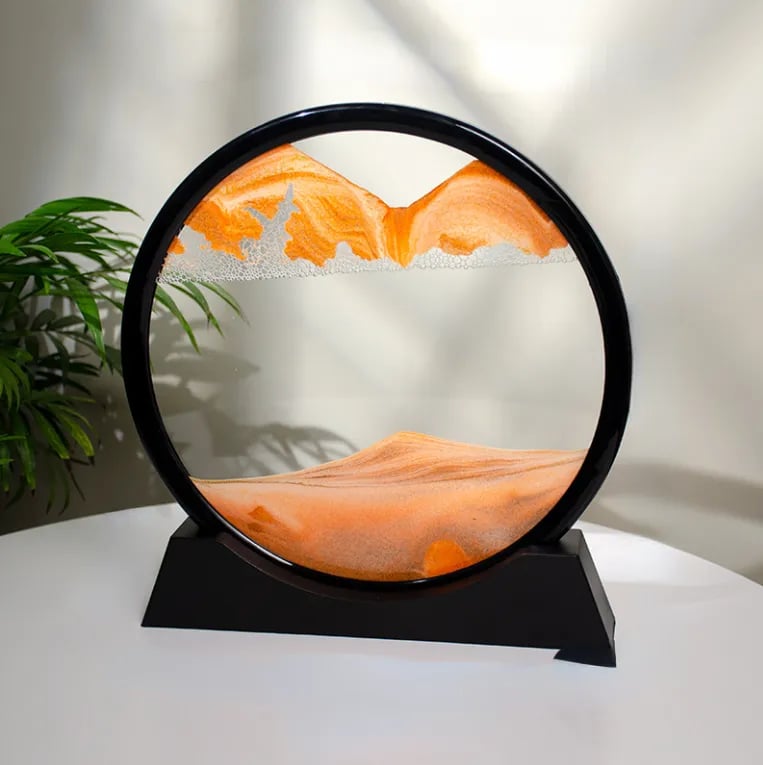 3D Moving Sand Art Picture Round Glass Deep Sea | Sandscape Hourglass Quicksand Craft Flowing Sand Painting Office Home Decor Gift