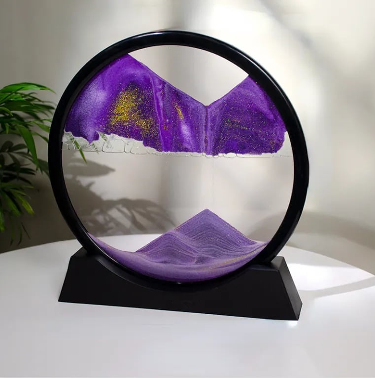 3D Moving Sand Art Picture Round Glass Deep Sea | Sandscape Hourglass Quicksand Craft Flowing Sand Painting Office Home Decor Gift