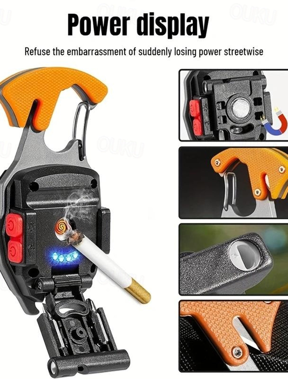 8 In 1 Rechargeable Multifunction Keychain Flashlight