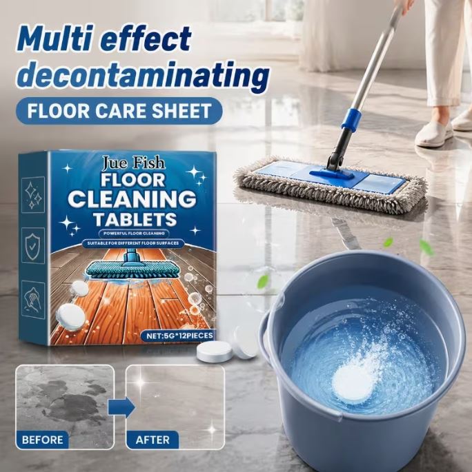 Multi-Purpose Floor Care Effervescent Tablets, Universal for All Floors, Suitable for Tiles, Wood Floors, Marble. Effectively Dissolve Dirt on Floor Surfaces, Gentle And Non-Damaging to Floor Materials, Mopping Without Water Marks